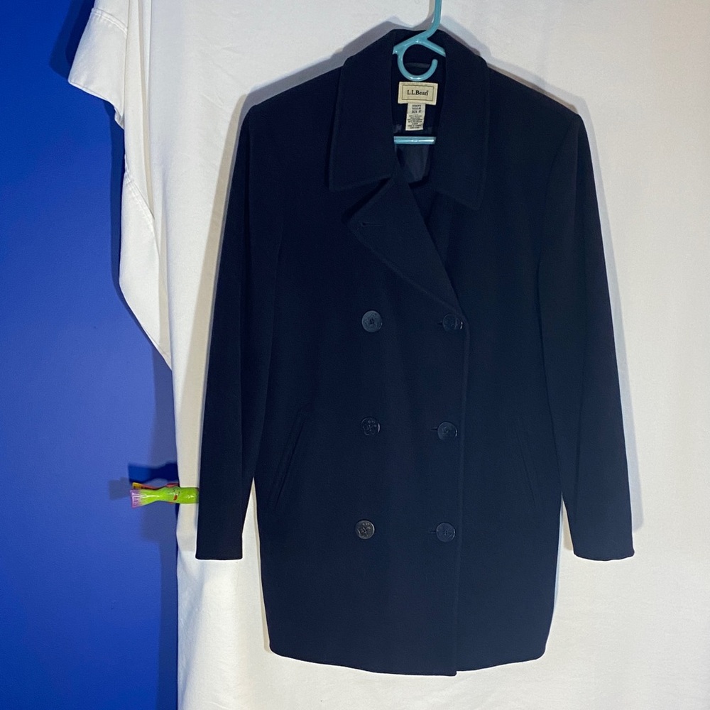 L.L. Bean Women's Dark Blue Wool Peacoat, Size 12
